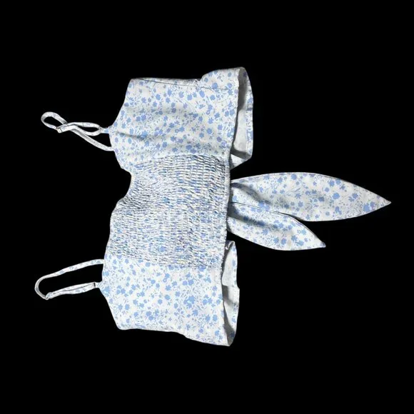 Mable at Anthropologie  Women's Floral Smocked Crop Top With Front Tie - Size La - Picture 2 of 4